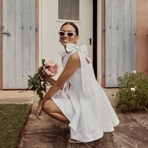 DISSH | Dresses | Dissh Aisle Linen Bow Mini Dress In White Size Au 6 Us 2  | Poshmark